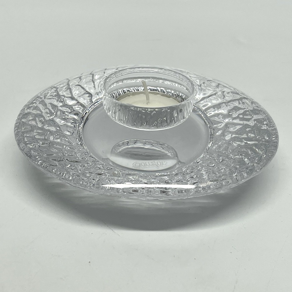 Vintage Orrefors Discus Votive Candle Holder Sweden Lars Hellsten Crystal Glass - Picture 3 of 8